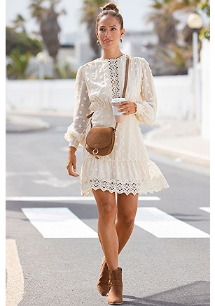 Crochet Detail Dress product image (F01073-CR)