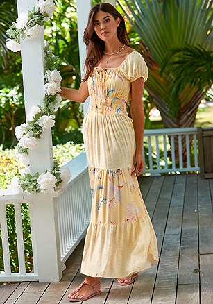 Floral Tiered Maxi Dress product image (F02054.YL.1)
