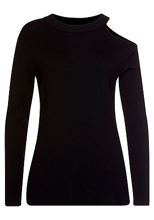Side Slit Cutout Sweater product image (F03004BK_2)