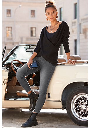 V-Neck Crossover Sweater product image (F03015-BK_1.X38051.GY_1)