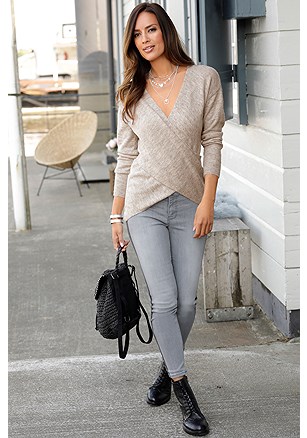 V-Neck Crossover Sweater product image (F03015BE_X38173GYMO_1)