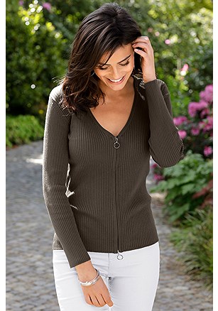 Zipper Detail Ribbed Sweater product image (F03016OL_11)