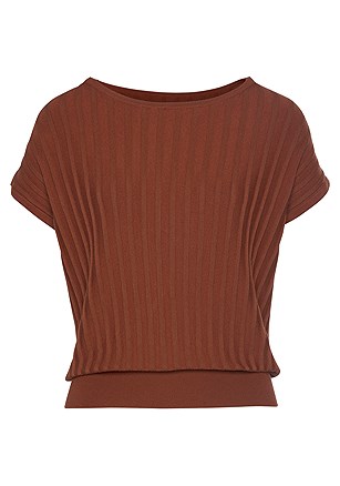 Dolman Short Sleeve Sweater, Straight Leg Denim Pants product image (F03024.RT.K1)