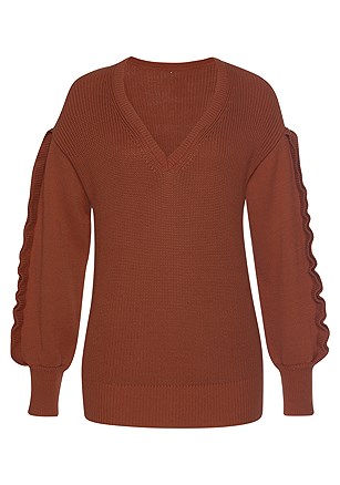 Corduroy Pants, Ruffle Sleeve Sweater product image (F03029.RT.K1)