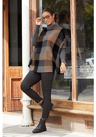 Checked Oversized Sweater product image (F03034.PRGY.2)