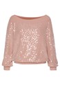 Lascana Sequin Off Shoulder Sweater, Pink, XL