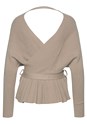 Beige Wrap Look V-Neck Sweater F03068 - alt image - 5