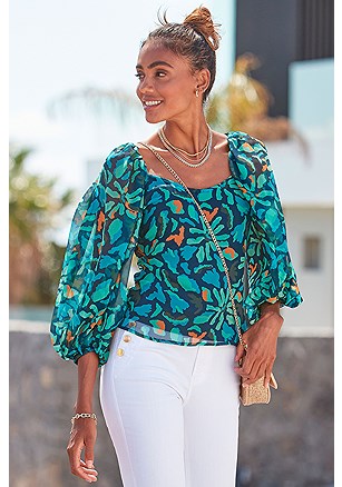 Pleated Balloon Sleeve Blouse product image (F04025.GRPA.2.P710)