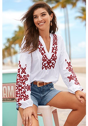 Embroidered Long Sleeve Blouse product image (F04047.WHRD.1)
