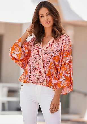 Floral Print Wrap Blouse product image (F04070.ORMU.1.G)