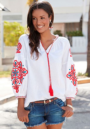 Embroidered Sleeve Blouse product image (F04074.WH.1.P707)