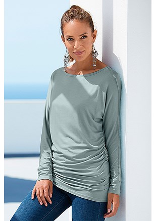 Ruched Long Sleeve Top product image (F05023.MTGY.1.P710)