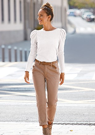 Casual Cropped Pants, Boat Neck Long Sleeve Top product image (F05027CR.F09014SA_1)