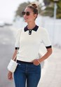 Navy & Cream Two Tone Collared Shirt F05035 - alt image - 1