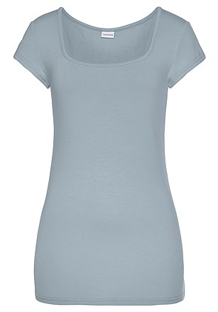 Square Neck Short Sleeve Top product image (F05047.LB.3.PAT)