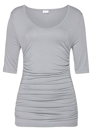 Ruched V-Neck Top product image (F05048.GY.3.1)