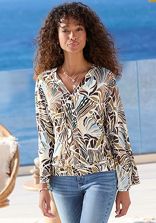 Printed Long Sleeve Top product image (F05070.IVKH.1)