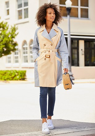 Color Block Trench Coat product image (F10015.BGBL.1)