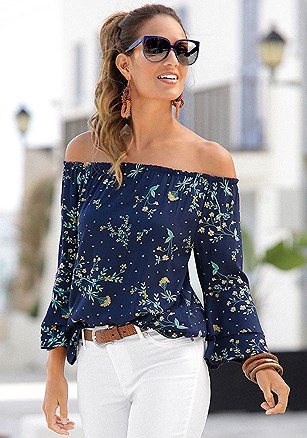 Printed Off Shoulder Top product image (P_X34116BLPR_)