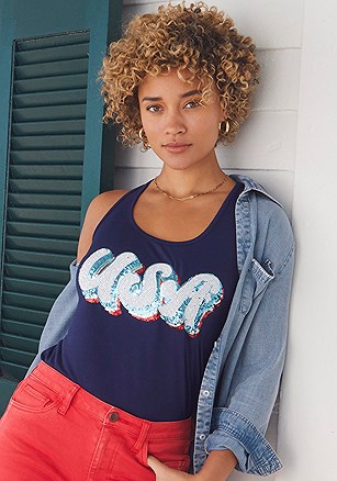 Sequin Graphic Tank Top product image (V234010.BLMU.1G)