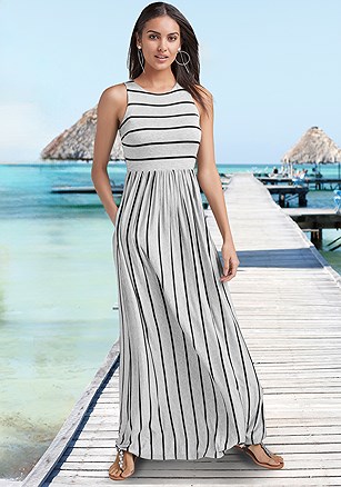 Striped Sleeveless Maxi Dress product image (VY21804.HGBK.1G.021924)