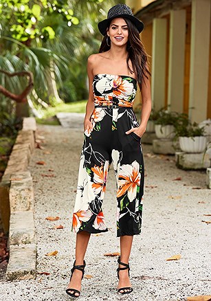Strapless Floral Print Jumpsuit product image (VY71102.BKMU.1)