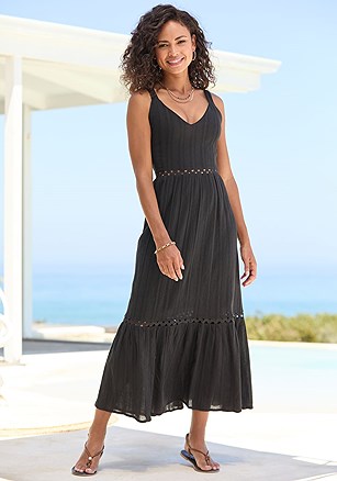Crochet Insert Dress product image (W001.BK.1)