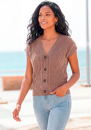 Button Detail V-Neck Sweater product image (W10032.TP.1.new)