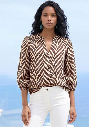 Zebra 3/4 Sleeve Blouse product image (W10057.SABR.1L)