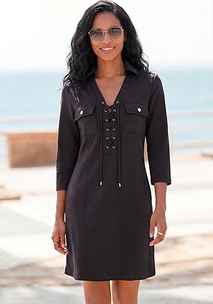 Lace Up Lounge Dress product image (W10060.GYPU.1)