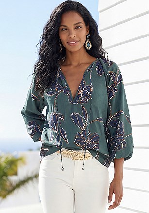 Floral 3/4 Sleeve Blouse product image (W10064.TLNV.1G)