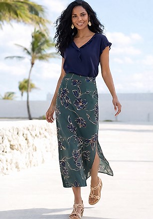 Floral Slit Midi Skirt product image (W10065.TLNV.1G)