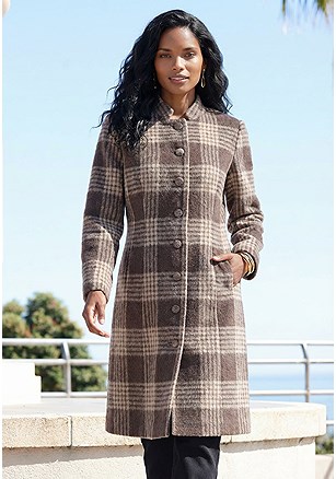 Plaid Button Down Coat product image (W10073.BRMU.1G)