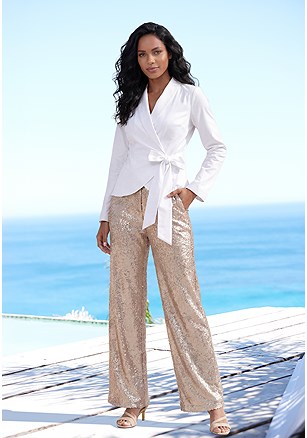 Sequin Wide Leg Pants product image (W10076.CM.1B)