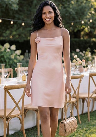 Rosette Detail Satin Dress product image (W10095.PORS.1)