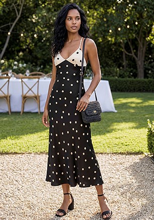 Contrast Polka Dot Dress product image (W10103.BDOT.1)