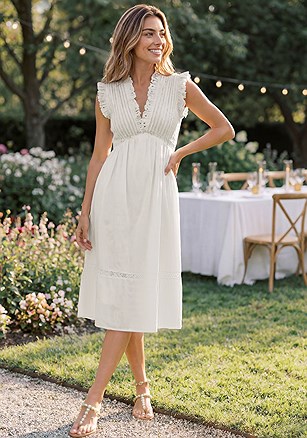 Eyelet Ruffle Trim Dress product image (W10143.WH.1)