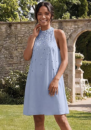 High Neck Sequin Dress product image (W10171.SMBL.1)