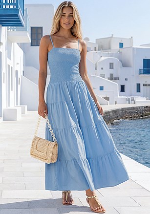 Flowy Tiered Maxi Dress product image (W10177.LB.1)