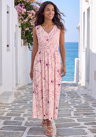 Pleated Floral Maxi Dress product image (W10183.PK.1)