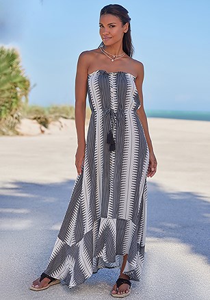 Bandeau Print Maxi Dress product image (W5761.BKWH.1G)