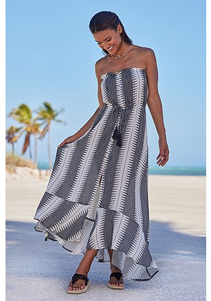 Bandeau Print Maxi Dress product image (W5761.BKWH.4G)