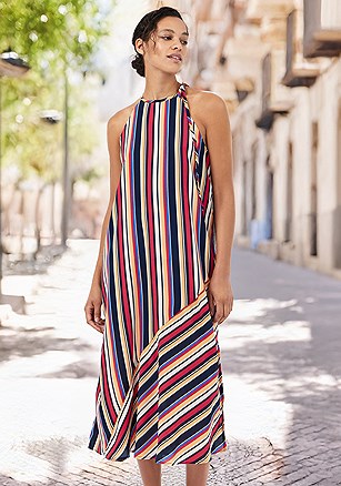 Multi Stripe High Neck Dress product image (WJ1UCB.MSTR.1.G110624)