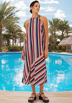 Multi Stripe High Neck Dress product image (WJ1UCB.MSTR.1.K)