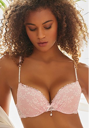 Pearl Strap Lace Push Up Bra product image (X01130.RSCR.5)