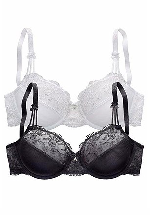 2 Pk Unlined Underwire Bras product image (X02031.BKWH.P)