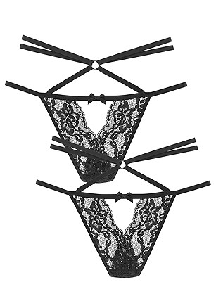 2 Pk Strappy Cut Out Thongs product image (X05155.BK.5M)