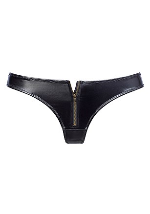 Faux Leather Zip Thong product image (X05161BK_1)