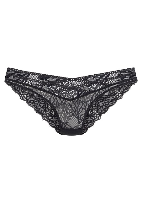 Black Lace Ribbon Detail Thong X05170 | LASCANA