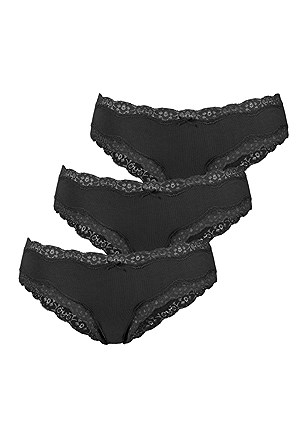 3 Pk Lace Trim Bikini Briefs product image (X06067BK_1)